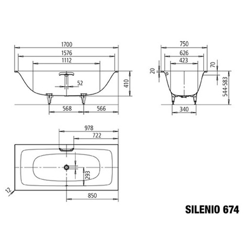 �������� ����� KALDEWEI Silenio standard 170x75 mod. 674 267400010001