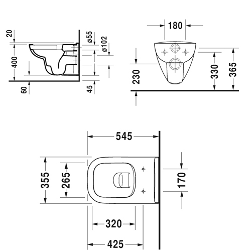 ������ ��������� Duravit D-Code Rimless (� ������� SoftClose) 45700900A1