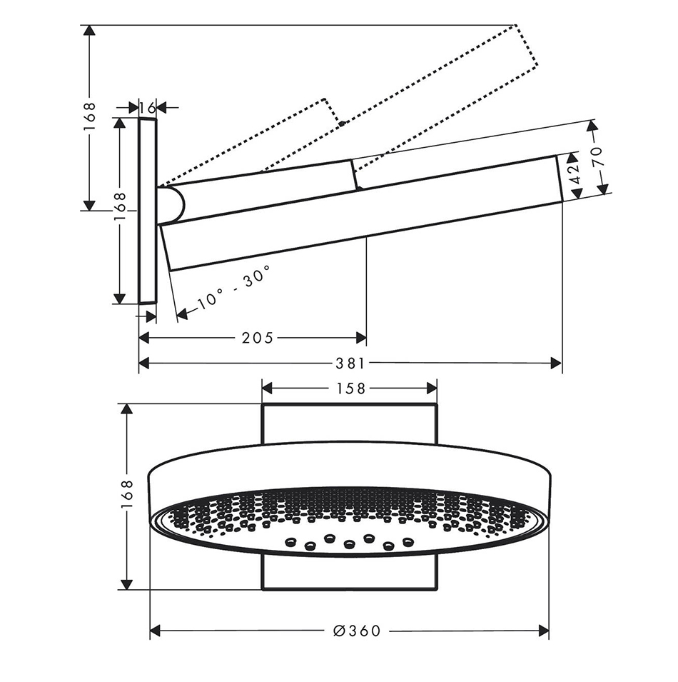 ������� ��� � ��������� ���������� Hansgrohe Rainfinity 360 3jet 26234700 ������� �����