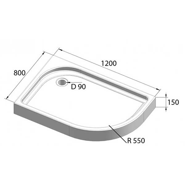 ������� ������ BelBagno TRAY-BB-RH-120/80-550-15-W-L