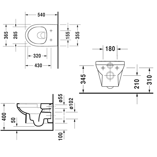 ������ ��������� Duravit Durastyle Basic Rimless (��� ������) 2562090000