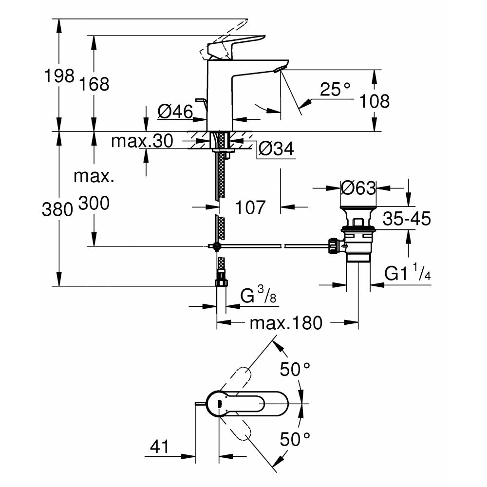 ��������� ��� �������� Grohe BauEdge � ������ �������� M-Size 23758000 ����