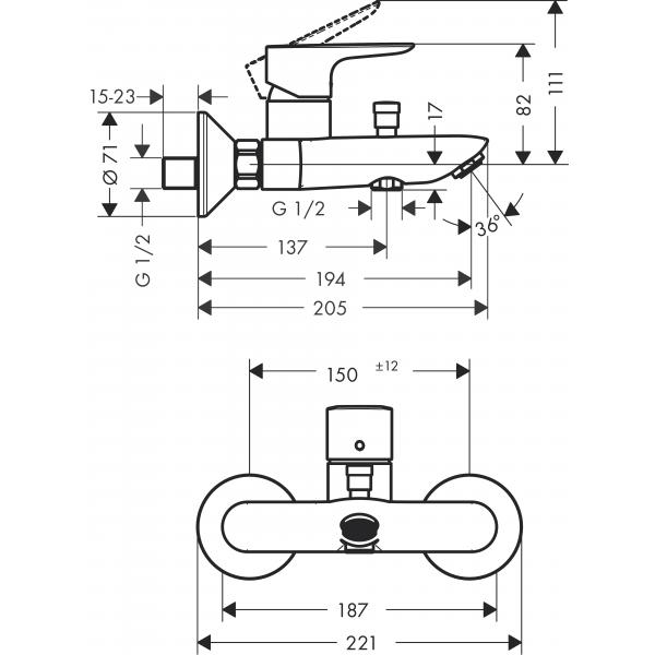 ��������� ��� ����� � ����� Hansgrohe Talis E 71740700