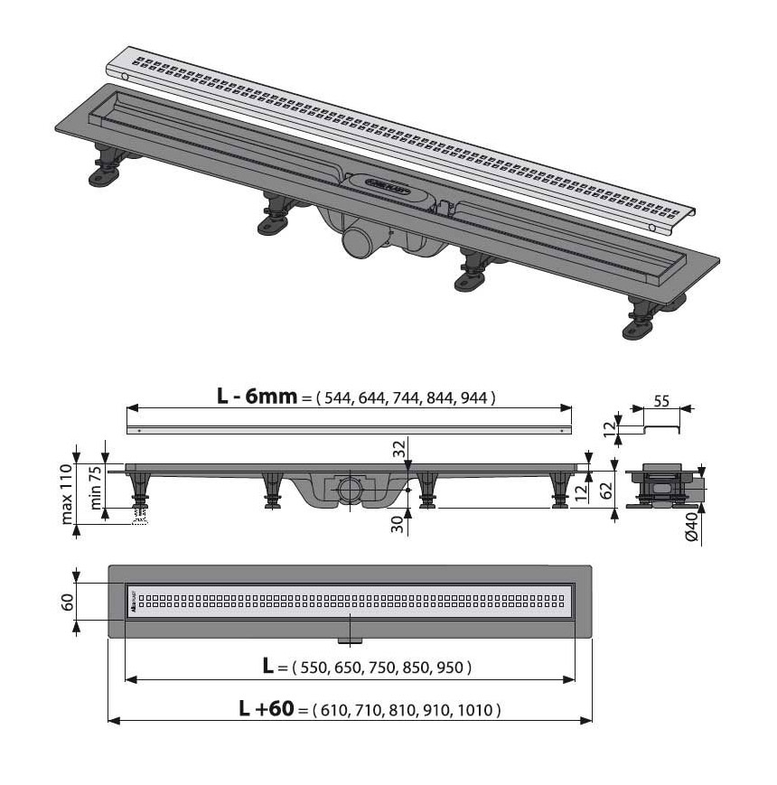 ������� ����� AlcaPlast Simple � �������� � ������� APZ9-850M