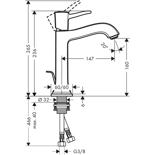 ��������� ��� �������� Hansgrohe Metropol Classic ����/������ 31302090