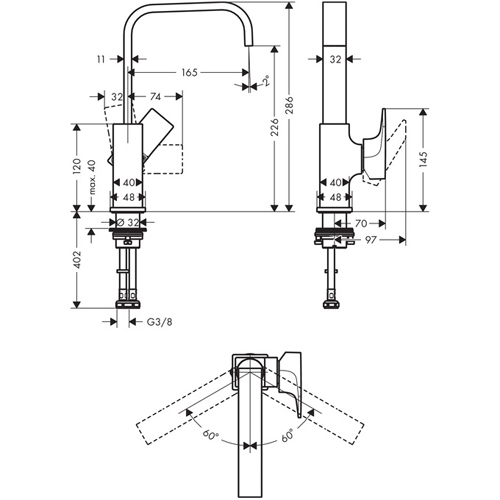 ��������� ��� �������� Hansgrohe Metropol 230 32511000