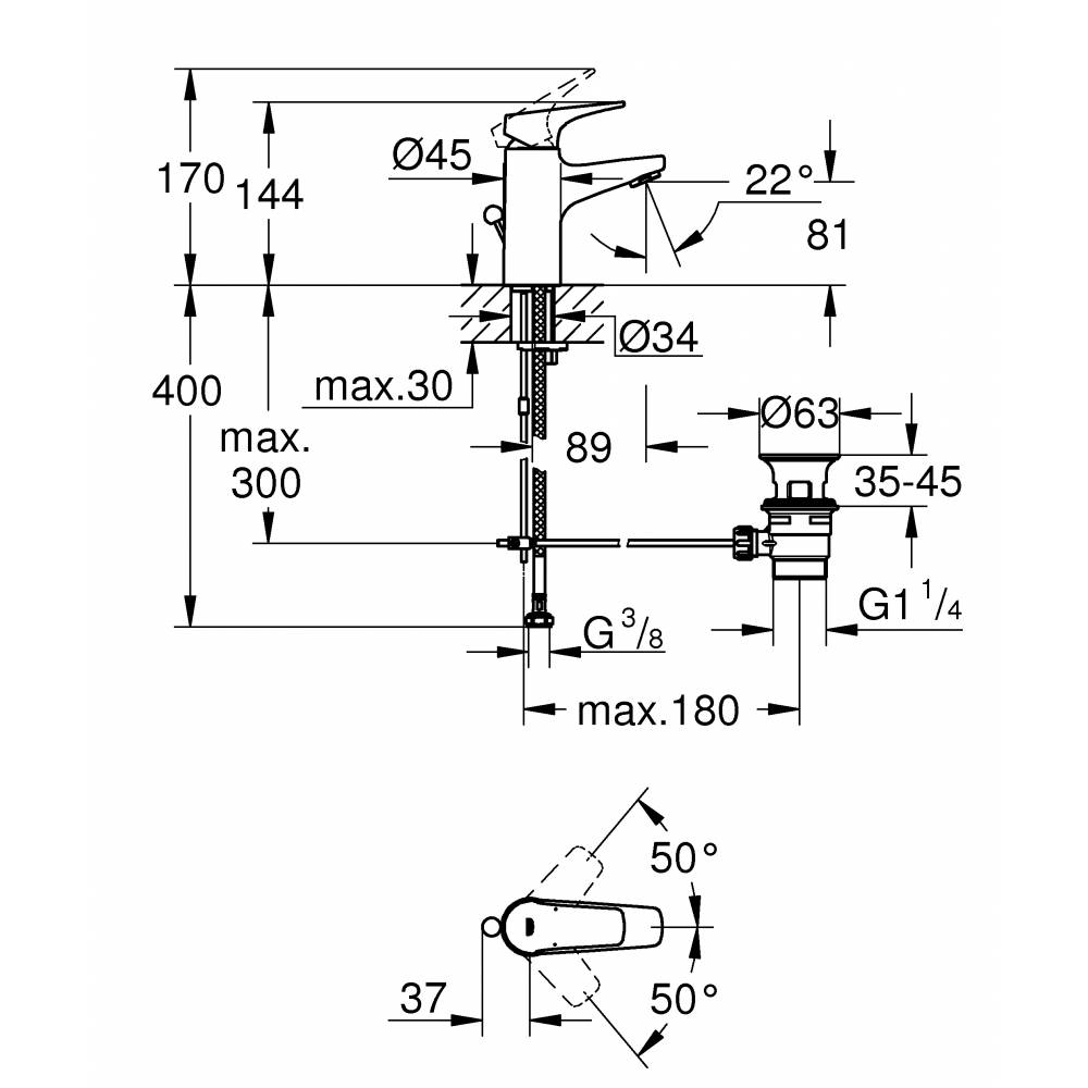 ��������� ��� �������� Grohe BauFlow � ������ �������� S-Size 23751000 ����