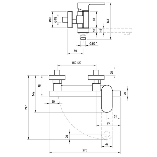 ��������� ��� ����� Ravak Chrome CR 022.00/150 (X070042)