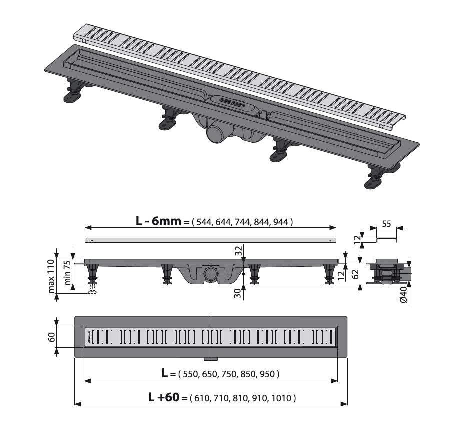 ������� ����� AlcaPlast Simple � �������� � ������� APZ10-850M