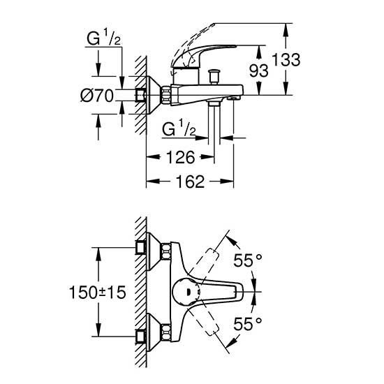 ��������� ��� ����� Grohe BauCurve 23599000