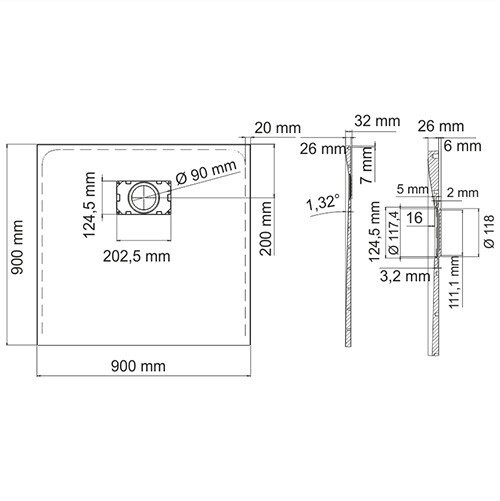 ������� ������ WasserKraft Leine 90x90 35T03