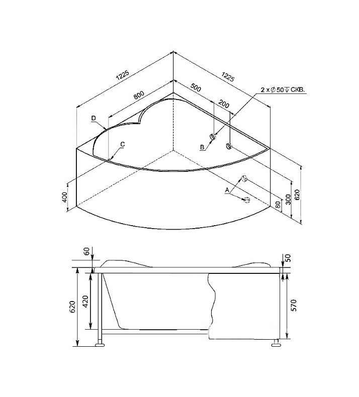 ��������� ����� Aquanet Fregate 120x120 00203935