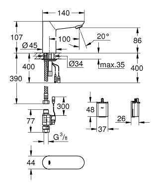 ��������� ��� �������� Grohe Euroeco Cosmopolitan E (��� ����������) 36271000