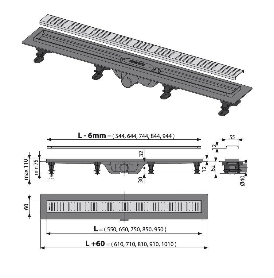 ������� ����� AlcaPlast Simple � �������� � ������� APZ10-950M