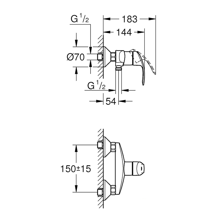 �����-����� ��� ����� 2 � 1 Grohe Eurosmart 124410