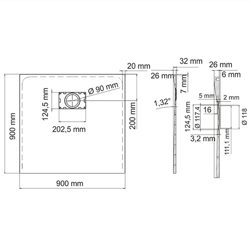 ������� ������ WasserKraft Elbe 90x90 74T03