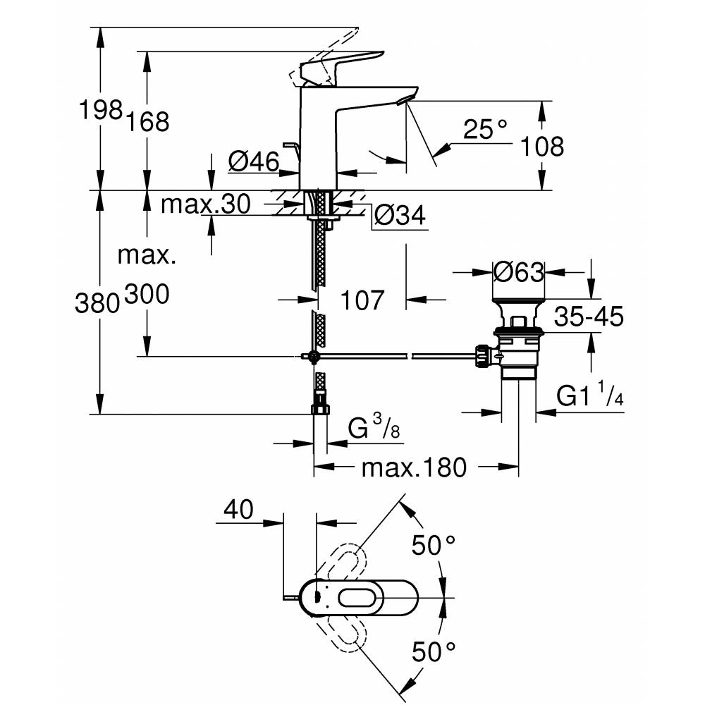 ��������� ��� �������� Grohe BauLoop � ������ �������� M-Size 23762000 ����