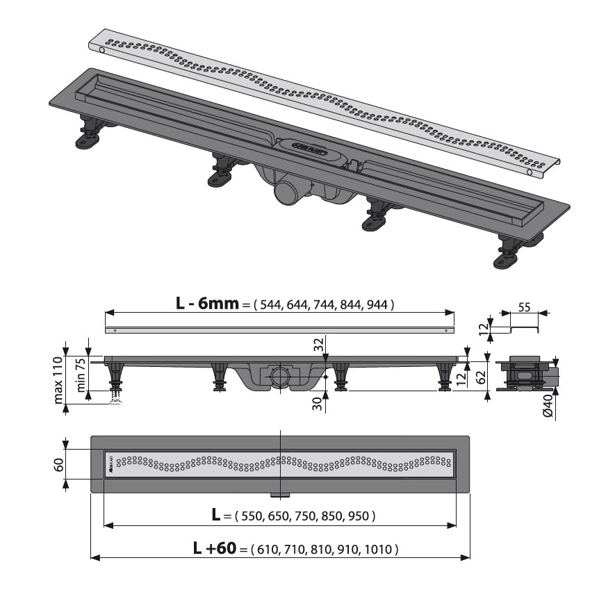 ������� ����� AlcaPlast Simple � �������� � ������� APZ8-950M