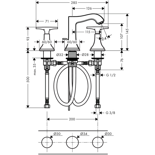 ��������� ��� �������� Hansgrohe Metropol Classic 31306000