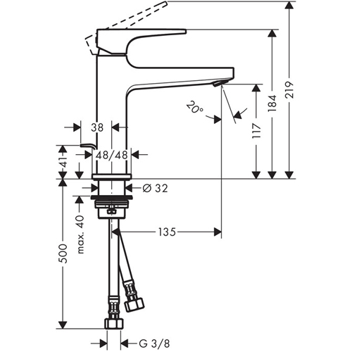 ��������� ��� �������� Hansgrohe Metropol 110 32506000
