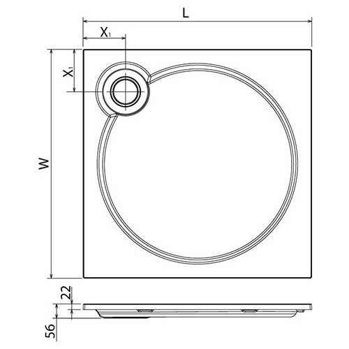 ������� ������ Cezares 80x80 TRAY-S-A-80-56-W