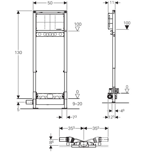 ��������� ������� ��� �������� ����� GEBERIT h130 Duofix 111.580.00.1