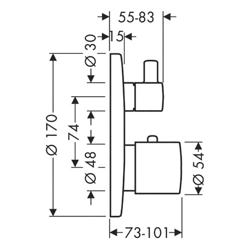 ��������� � ��������/������������� �������� Axor Uno 2 38720000