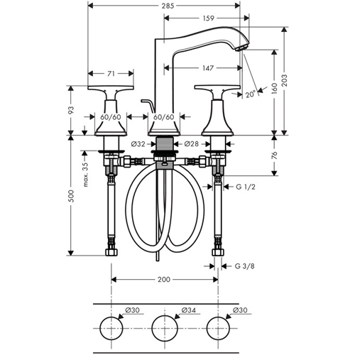��������� ��� �������� Hansgrohe Metropol Classic 31307000