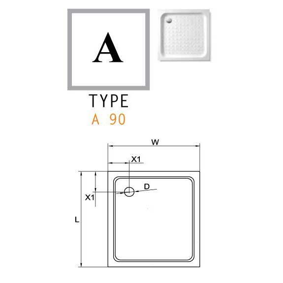 ������� ������ Cezares 85x85 TRAY-A-A-85-15-W