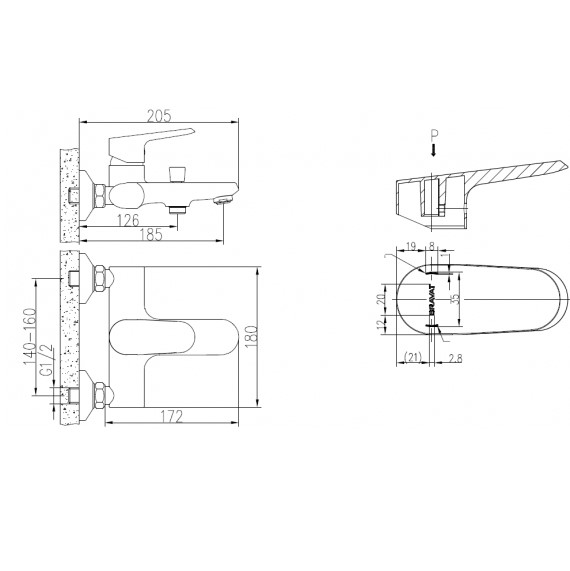 ��������� ��� ����� c �������� ������� Bravat Pure F6105161C-01