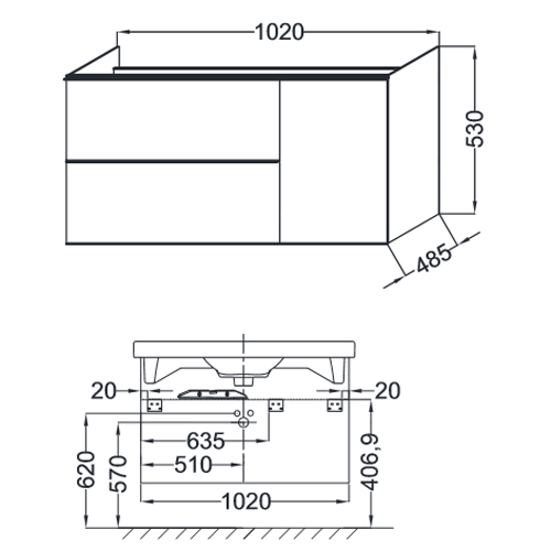 ������ ��� �������� Jacob Delafon Odeon Up 102x48 EB891RU-J5