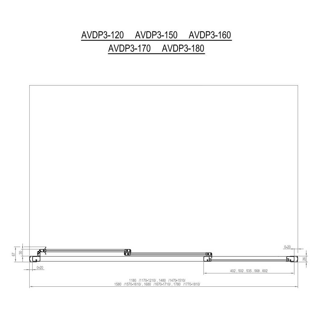 ������ ��� ����� Ravak AVDP3 170 40VV0102Z1 Supernova (����� + �����������)
