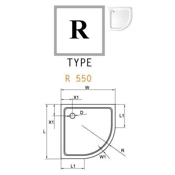 ������� ������ Cezares 80x80 TRAY-A-R-80-550-15-W